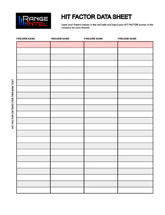 Hit Factor Data Sheet