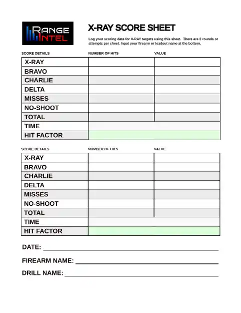 XRAY Range Sheet